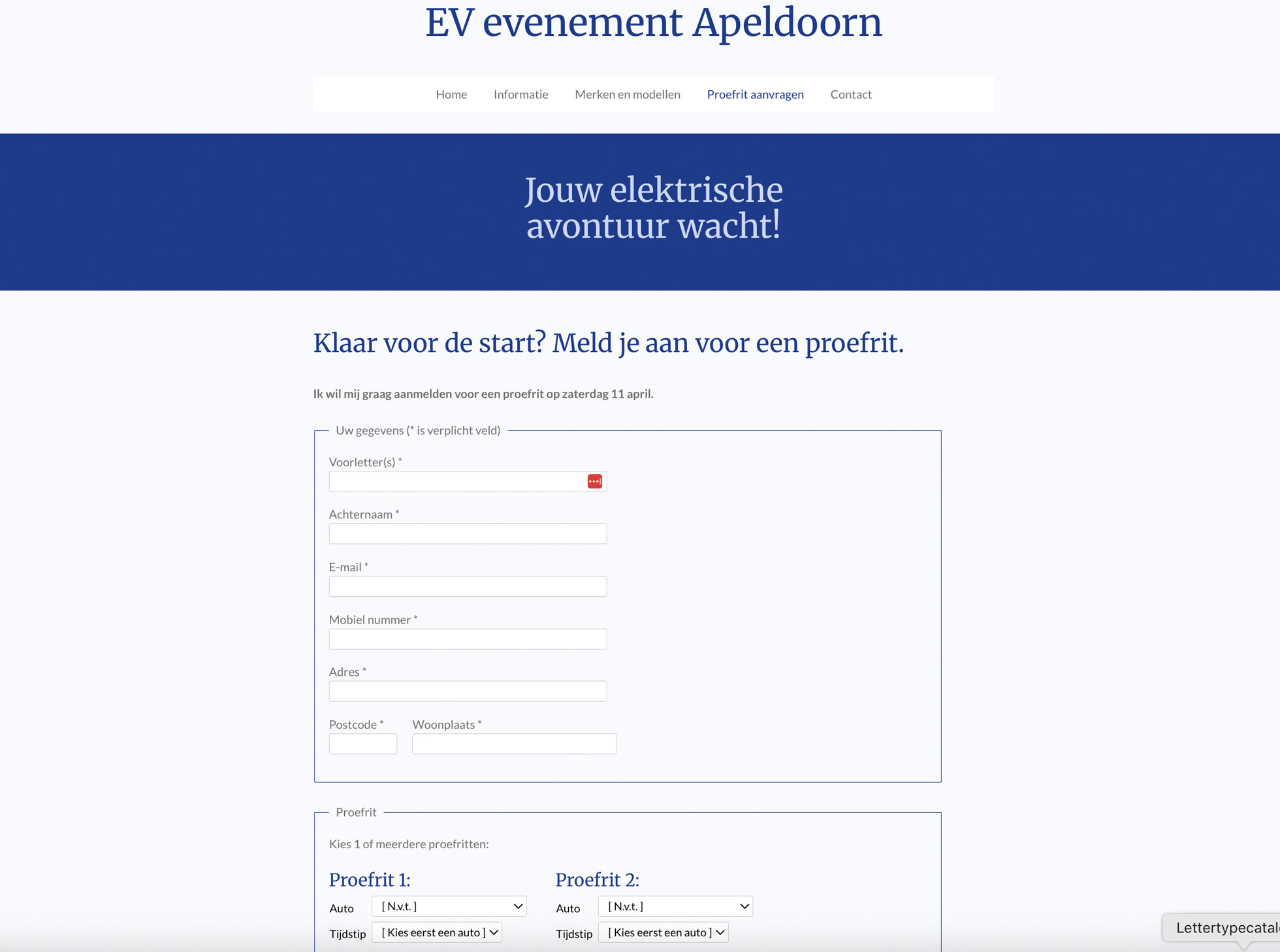 Aanmeldformulier Experience Day elektrisch rijden